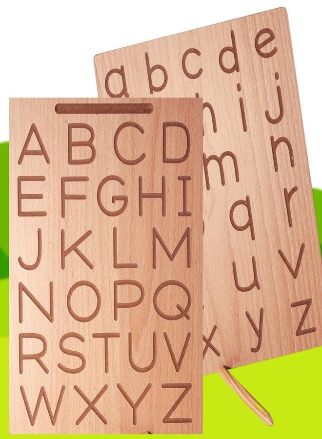 TOYJOS Wooden Alphabet Tracing Board with Stylus Pen | Kids Educational Double-Sided ABC Capital and Small Letters Board Toys | Reversible Montessori English Alphabets Learning Writing Slate (Age 2+) - Image 1